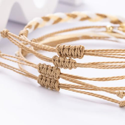 Sunflower Friendship Bracelets Boho Stackable String Bracelets Cute Trendy Gifts for Teen Girls Women - color: Sand