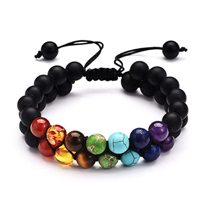 ONLYJUMP Planet Bracelet Solar System Universe Galaxy Bracelet Handmade Natural Stone Bead Bracelet String Adjustable Astronomy Gifts Bangle for Women Men - color: Double Layer Bracelet