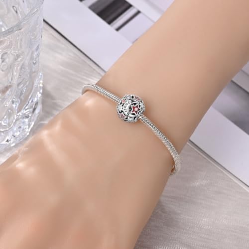 Star Moon 925 Sterling Silver Birthstone Charm for Bracelet Women Jewelry - color: January