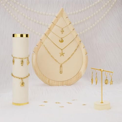 19PCS Gold Plated Stainless Steel Mixed Bulk Charms Pendants DIY for Necklace Bracelet Jewelry Making and Crafting - color: Gold