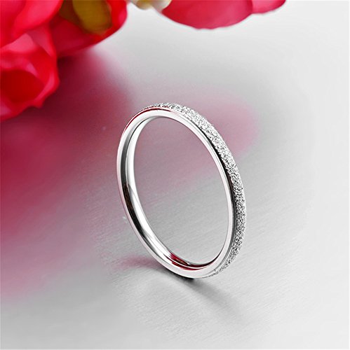 Fashion Month Womens 2mm Stainless Steel Sand Blast Finish Silver Wedding Band Engagement White Gold Domed Ring