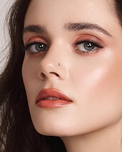 COCHARM G23 Titanium Nose Stud Star Heart 20g Nose Piercing 3mm Clear CZ Nose Ring Stud For Women Men 20g Surgical Steel Screw Nose Stud Nose Corkscrew - style: Heart