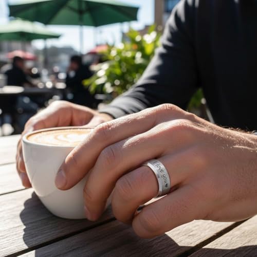 VNOX Customize Personalized 6MM/8MM Tungsten Carbide/Stainless Steel Simple Matte Brushed Finish Wedding Band Engagement Rings for Men Women,Size 5-14 - color: Silver-8mm-tungsten