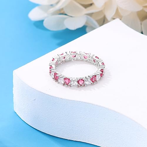 KUNSIR 925 Sterling Silver Rings Classic Cubic Zirconia Eternity Promise Statement Anniversary Wedding Bands Engagement Rings for Women Infinity Forever Love Ring Size 7-9 - style: Love Ring