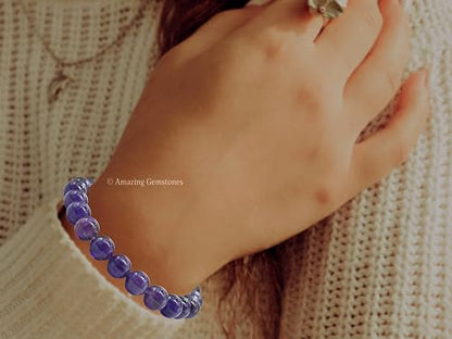 Amazing Gemstone Amethyst Crystal Bracelet for Women Men's Gifts - Protection Healing Crystal Bracelet - 8mm Gemstone Beaded Stretchable Bracelet Pulseras Para Hombres Mujer Stocking Stuffers Mothers Day Gift - color: Amethyst