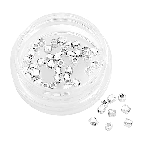 Silver Plated Faceted Spacer Beads 2x2mm 50pcs for Jewelry Making Findings Non Tarnish - color: Silver, size: 2x2mm Faceted
