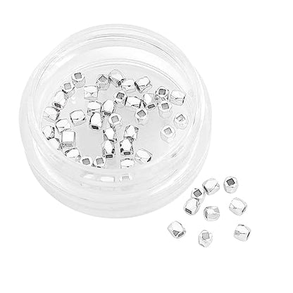 Silver Plated Faceted Spacer Beads 2x2mm 50pcs for Jewelry Making Findings Non Tarnish - color: Silver, size: 2x2mm Faceted