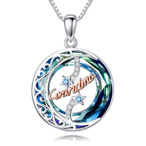 925 Sterling Silver Necklace Gifts for Women Crystal/Opal Jewelry Pendant Christmas Birthday Gift - style: Crystal-Grandma