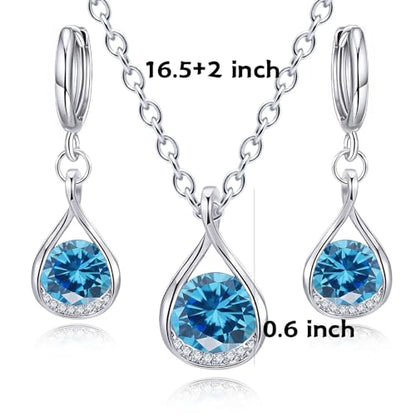 IFKM Silver Jewelry Sets For Women Rhinestone Pearl Crystal CZ Choker Necklace Earrings Bracelets Set For Bridal Bridesmaid Accessories Wedding Prom Anniversary Birthday Gifts - color: Blue