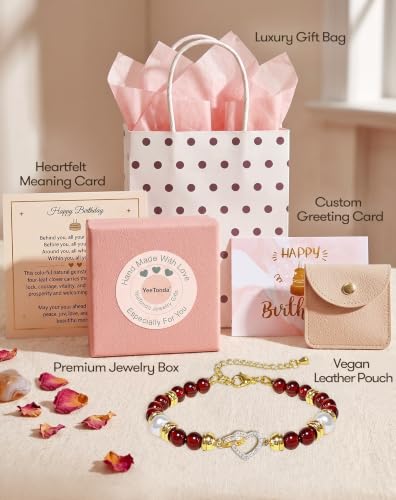 Birthday Jewelry Gifts For Girls Women, Four Leaf Clover & Heart Bracelets - color: Eternal Bloom