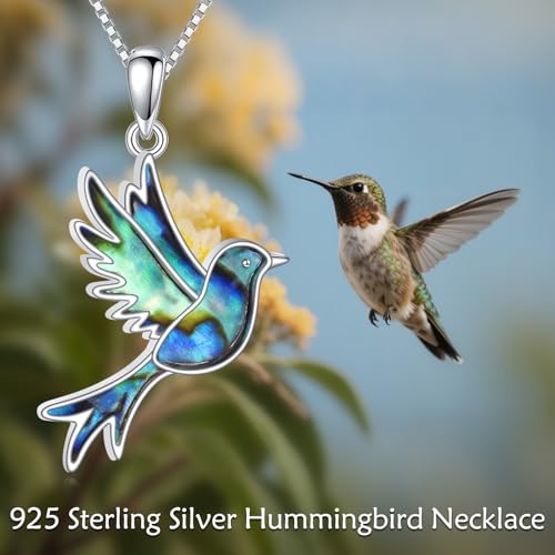 Hummingbird Necklace for Women 925 Sterling Silver Hummingbird Jewelry Bird Pendant Birthday Gifts for Her