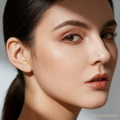 davka 20G L Shape Nose Studs 6PCS, 7mm Bar 3mm CZ Stainless Steel Nose Rings for Nostril Piercing, Small Snug Fit Nose Stud Jewelry for Daily Wear Work Sleep Women Men - color: 20G Mixed Shape Gold Nose Stud