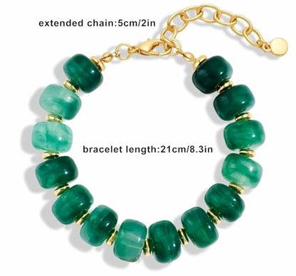 Beaded Bracelets Multicolor Acrylic Resin Beads Bracelet for Women - color: Green