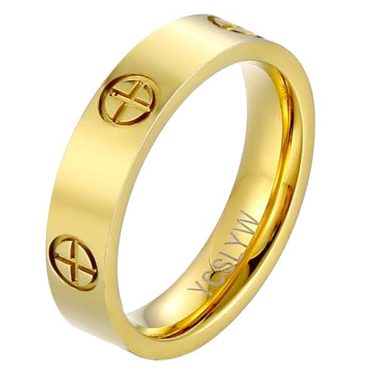 YCSLYW Ladies Stainless Steel Ring Love Friendship Ring Golden high polishing, low allergy Wedding Jewelry Valentine's Day Birthday Gift, 5-10 - color: Gold, size: 10