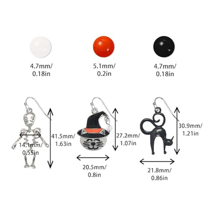 Halloween Stud Earrings Set for Women Stainless Steel Hypoallergenic Jewelry with Pumpkin, Spider, Ghost, Bat & Skull Designs Spooky Halloween Accessories & Gifts for Teachers