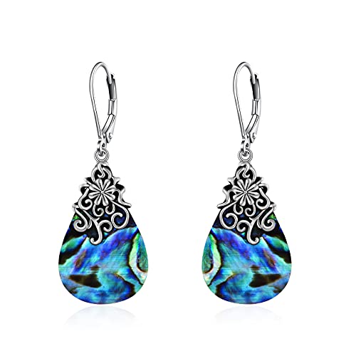 POPLYKE Dragonfly Butterfly Hummingbird Sunflower Earrings 925 Sterling Silver Abalone Shell Moonstone Leverback Earrings Jewelry - style: Filigree