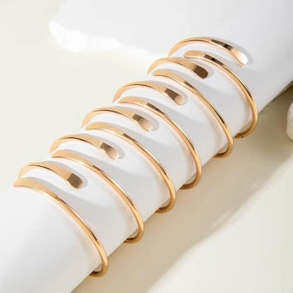 Layered Gold Sliver Plated Geometric Bracelets Set for Women,Open Adjustable Stacking Wrist Cuff Bracelets Punk Party Trendy Jewelry Accessories Gift - color: Gold