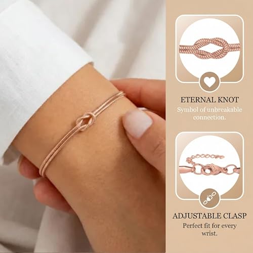 Matching Couple Bracelets – Infinity Promise Love Knot BFF Bracelets for Women & Men, Hypoallergenic Non-Tarnish Friendship Jewelry, Bestie Gifts, Forever Relationship Jewelry for Her/Him - color: Rose Gold Set