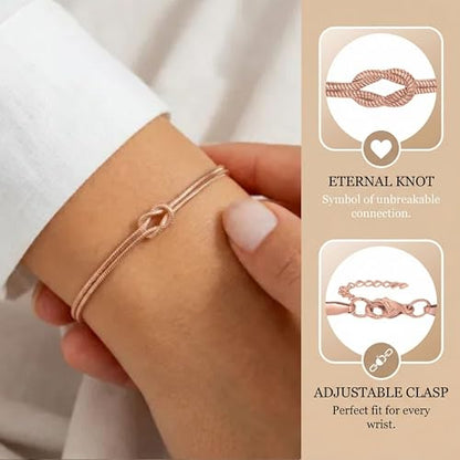 Matching Couple Bracelets – Infinity Promise Love Knot BFF Bracelets for Women & Men, Hypoallergenic Non-Tarnish Friendship Jewelry, Bestie Gifts, Forever Relationship Jewelry for Her/Him - color: Rose Gold Set
