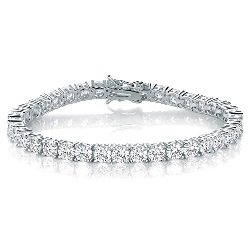 Gemsme 4.0MM Tennis Bracelets for Women - 18K White Gold Plated 4mm Round Cut Cubic Zirconia Classic Tennis Bracelet for Women/Men,Size 6/6.5/7/7.5/8/8.5 inch