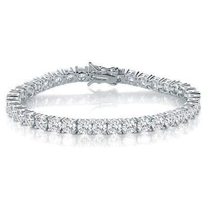 Gemsme 4.0MM Tennis Bracelets for Women - 18K White Gold Plated 4mm Round Cut Cubic Zirconia Classic Tennis Bracelet for Women/Men,Size 6/6.5/7/7.5/8/8.5 inch