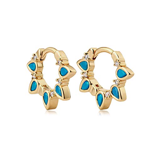 MYEARS Women Earrings Gold Huggie Hoop 14K Small Simple Hypoallergenic Everyday Jewelry - style: Sun