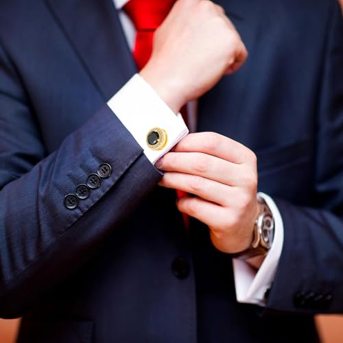 Cuff Links Mens Personalized Classic Round Cufflink Wedding Shirts Cufflinks for Men Jewelry Gifts - style: Black/white