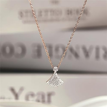 925 Sterling Silver Necklace for Women Trendy, Charming Layered Necklace with Cubic Zirconia Pendant for Her Womens Dainty Diamond Choker Necklaces Holiday Jewelry Gifts for Mom Wife Daughter Lover - color: Dress Pendant Necklace-White01