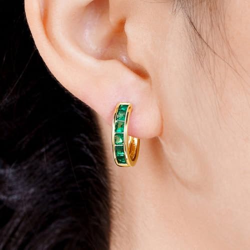 Fashionable Hoop Earrings with Princess Square Cubic Zirconia for Women - color: E6098