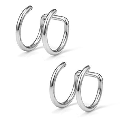 Stainless Steel Ear Cuff Non piercing Fake Clip-on Cartilage Earring Set Women Men 6pcs - color: 6PCS - Silver