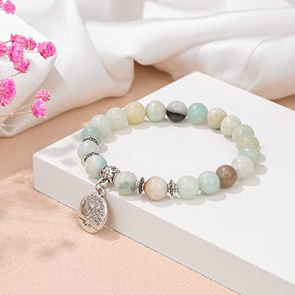 Healing Bracelet For Women Anxiety Beaded Bracelets Jewelry Healing Stone Crystal Bracelet Stress Relief Yoga Beads Chakra Bracelets Gifts For Women pink - color: Amazonite