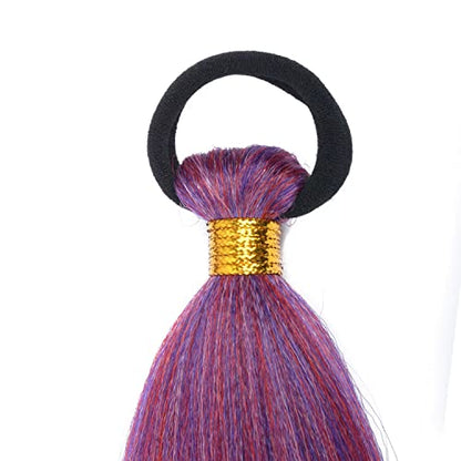 2 Pack Red Gradient 26 Inch Braid Ponytail Extension with Elastic Tie | Ponytail Extension with Elastic Tie Straight Sleek Wrap Around Braid Ponytail , Natural Soft Synthetic Hair Piece for Women - color: Red gradient#（Purple/Red/Pink）, size: 26 Inch（Pack