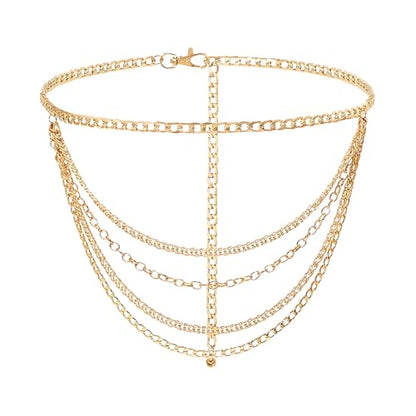 Gold Waist Chain Plus Size Fashion Body Chain Belt for Women Curvy Chains Belts Accessory Adjustable Metal Chain Belts for Wome Outfit Punk Style Dress Belt 43.3 Inch