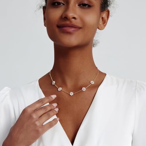 LULII Pearl Necklaces for Women 14K Gold Plated Dainty Layered Single Pearl Necklace Simple Daisy Pearls Choker Cute Gold Necklace Stack Jewelry Sets for Women Trendy Gifts - color: Gold-Daisy Pearl Jewelry Set