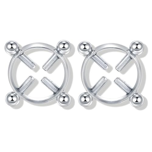 2Pcs Round Non Piercing Nipple Ring Fake Nipple Rings - color: Silver