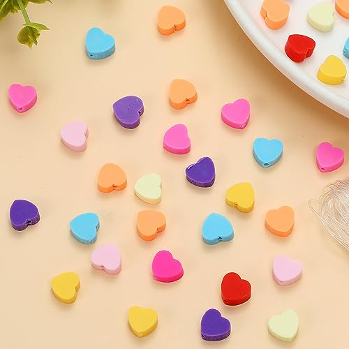 100pcs Mixed Heart Polymer Clay Spacer Beads for Women Jewelry Making DIY Bracelet Necklace Hair Clip Accessories Valentine's Day Gift (Heart) - color: Heart