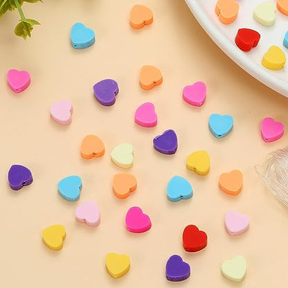 100pcs Mixed Heart Polymer Clay Spacer Beads for Women Jewelry Making DIY Bracelet Necklace Hair Clip Accessories Valentine's Day Gift (Heart) - color: Heart