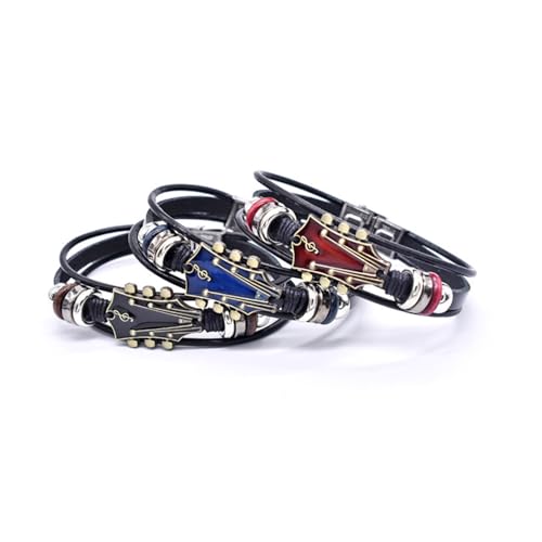 Leather Strap Elegant Wrist Jewelry Multilayer Wristband Everyday Wear Suitable for Various Occasion Multilayer Wrap - color: Red