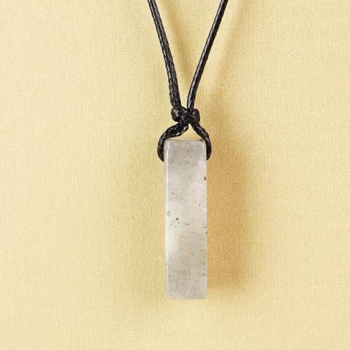 FANASY Natural Gemstone Pendant Necklace for Men Healing Crystal Pendant Adjustable Black Rope Necklace Jewelry Gifts for Women Men - color: Labradorite