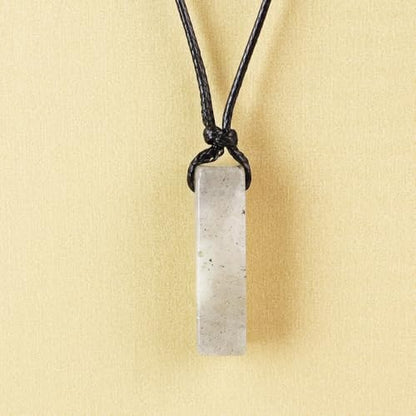 FANASY Natural Gemstone Pendant Necklace for Men Healing Crystal Pendant Adjustable Black Rope Necklace Jewelry Gifts for Women Men - color: Labradorite