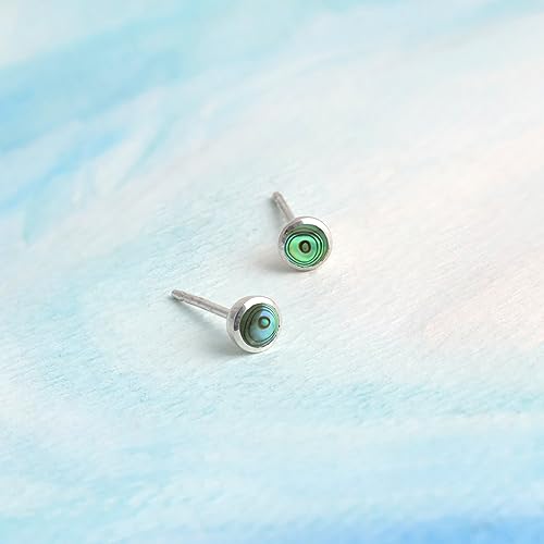 Boma Jewelry Sterling Silver Mini Circle Stud Earrings - color: Abalone