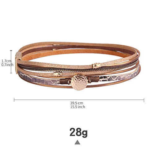 GelConnie Leather Wrap Bracelet Boho Cuff Bracelets Crystal Leather Bracelet Magnetic Multi Strand Bracelets Bohemian Bracelet Leather Wristbands Bangle Jewelry for Women Teen Wife Mother - color: Faux leather bracelet