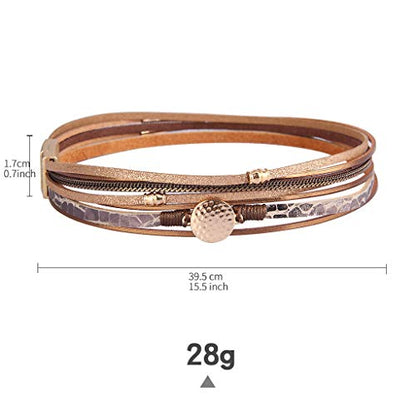 GelConnie Leather Wrap Bracelet Boho Cuff Bracelets Crystal Leather Bracelet Magnetic Multi Strand Bracelets Bohemian Bracelet Leather Wristbands Bangle Jewelry for Women Teen Wife Mother - color: Faux leather bracelet