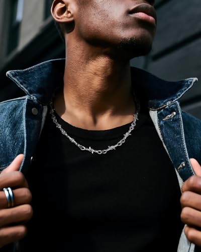 Stainless Steel Gothic Y2K Punk Rock Emo Biker Pendant Necklace | Cosplay Vintage Viking Alt Edgy Fashion Charm Necklace Jewelry for Men Women Active Daily Wear - style: Barbed Wire(Adjustable)