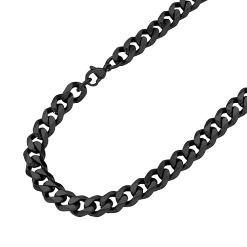 555Jewelry Stainless Steel Necklace for Men- 6 MM Miami Cuban Link Chain for Men Thick Stainless Steel Chain for Men and Women 16-24 Inch - color: Black, size: 20 Inch