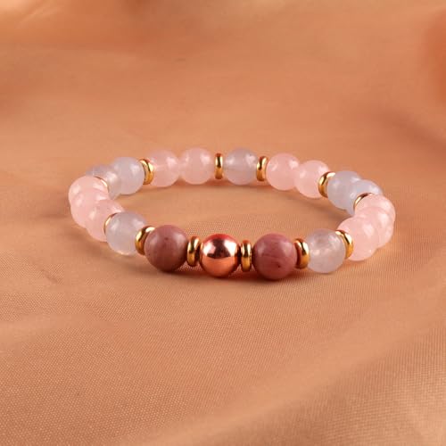 KSQS Healing Stone Bead Bracelet for Women, Natural Gemstones Balance Protection Bracelet, Spiritual Crystal Beads Bracelet Anxiety Relief with Meaning Card - color: Healthy Pregnancy-1