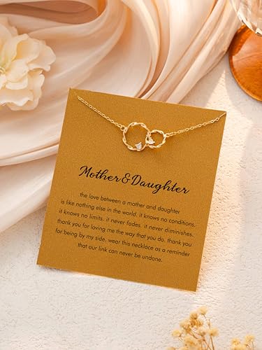Baydurcan Dainty Gold Necklace for Women Ankh Mom Jesus Sun Star Necklace | 14K Gold Plated Pendant Necklaces Gifts for Friends Sister Mother, Birthday, Christmas, Graduation, Inspirational Gifts - style: Mother Daughter