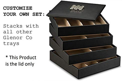 Glenor Co Lid for Stackable Jewelry Tray - Mirror on The Bottom - Modern Handle - Cover Compatible with Other Stacking Trays - Black - size: Square - Lid with Mirror
