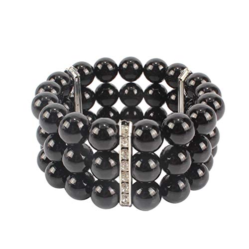 KOSMOS-LI Large Multi Layer Faux Pearl Strand Costume Jewelry Sets For Women Stocking Stuffers - color: Black