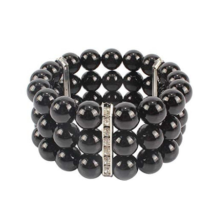 KOSMOS-LI Large Multi Layer Faux Pearl Strand Costume Jewelry Sets For Women Stocking Stuffers - color: Black